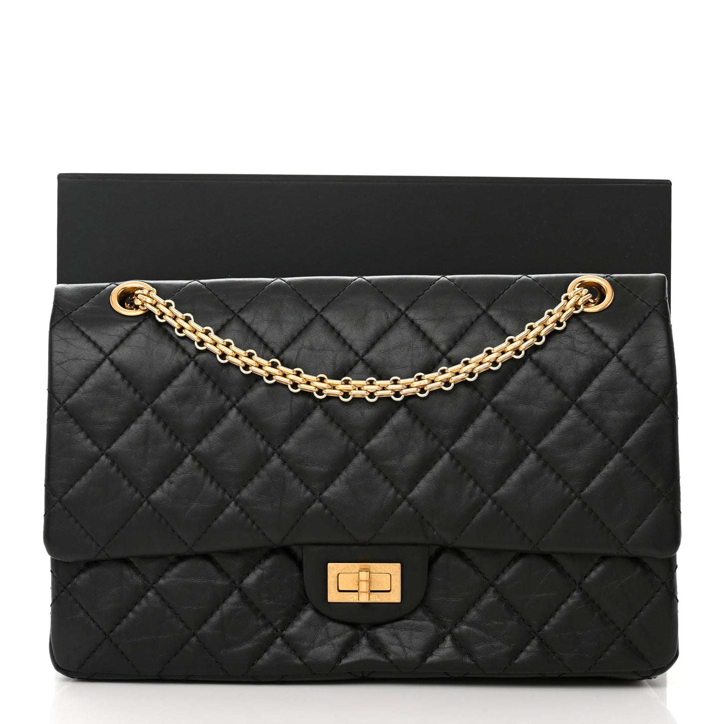 Aged Calfskin Quilted 2.55 Reissue 226 Flap Black