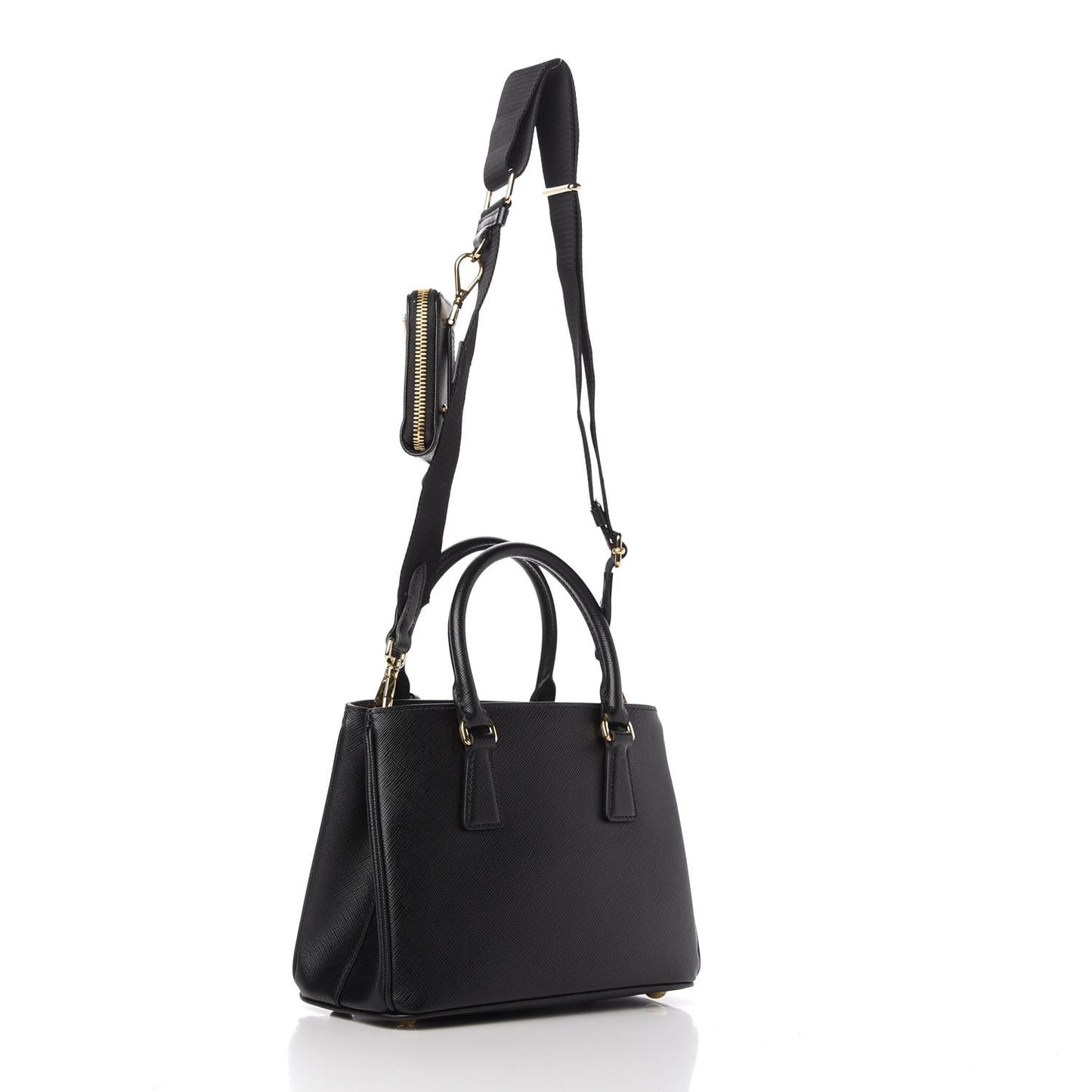 Saffiano Lux Micro Galleria Shoulder Bag Black