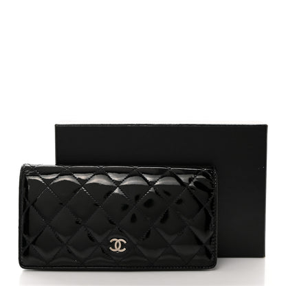 Chanel Patent Calfskin Quilted Yen Wallet Black 11 of 11