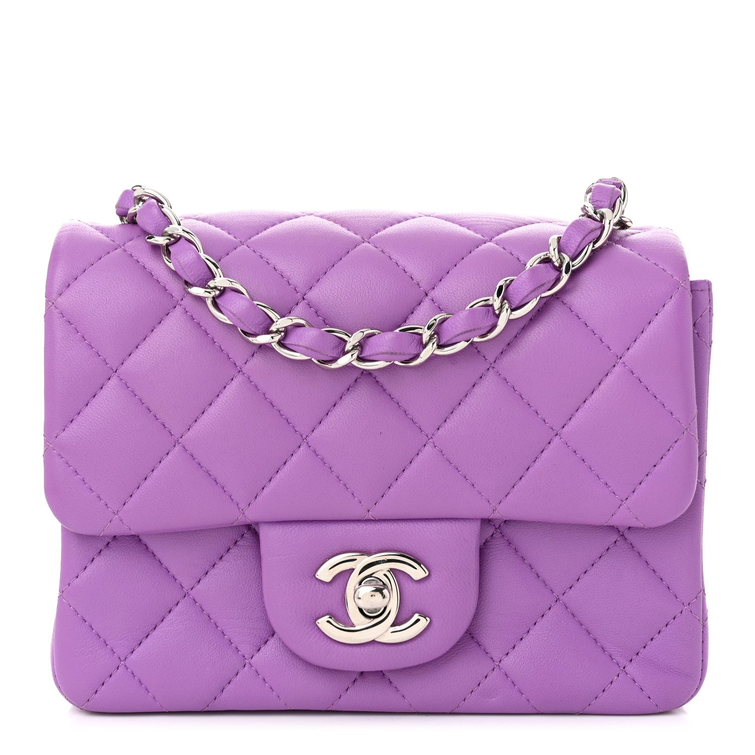 Chanel Lambskin Quilted Mini Square Flap Purple 1 of 10