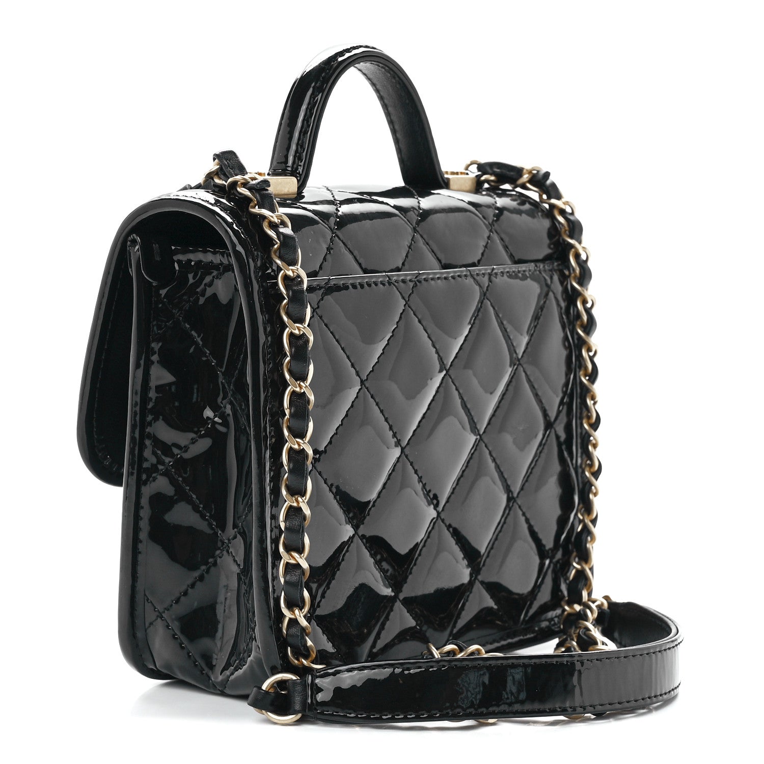 Chanel Patent School Memory Mini Top Handle Flap Black 3 of 12