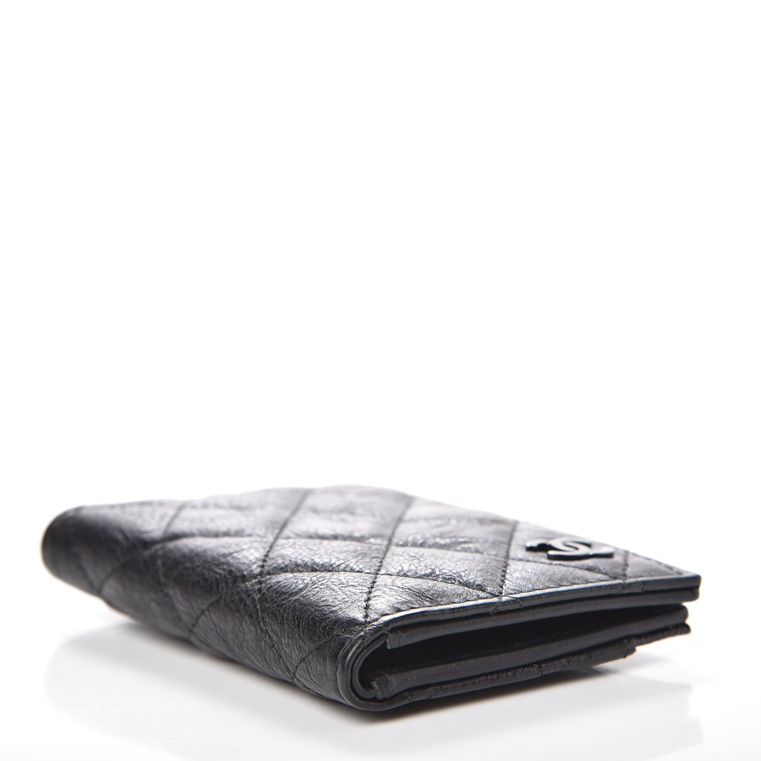 Chanel Crumpled Calfskin Quilted Card Holder Wallet So Black 4 of 10