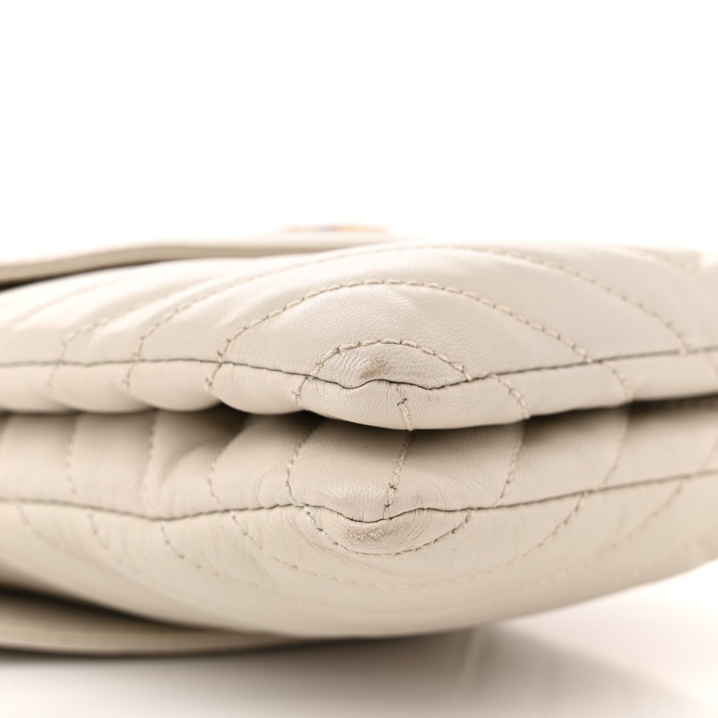 Lambskin Quilted Double Flap Bag Blanc Vintage