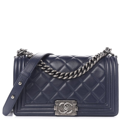Chanel Calfskin Quilted Medium Boy Flap Dark Blue 1 of 11
