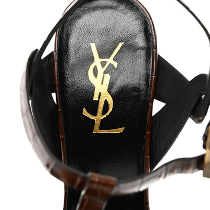 Saint Laurent Calfskin Embossed Crocodile Tribute 105 Platform Sandals 37.5 Moro 7 of 8