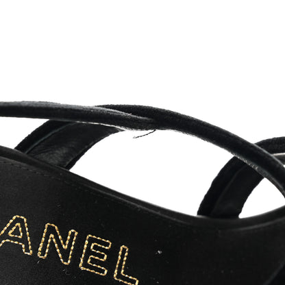 Chanel Velvet CC Sandals 40.5 Black 8 of 9