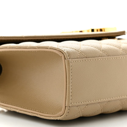 Saint Laurent Grain De Poudre Textured Mixed Matelasse Medium Triquilt Monogram Satchel Cork 9 of 10