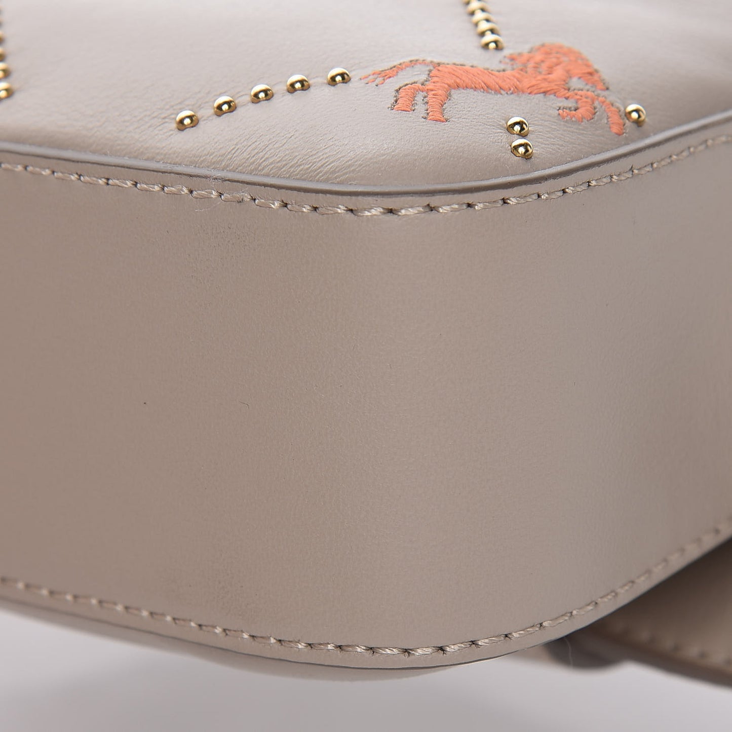 Smooth Calfskin Little Horses Embroidered Signature Belt Bag Pastel Grey