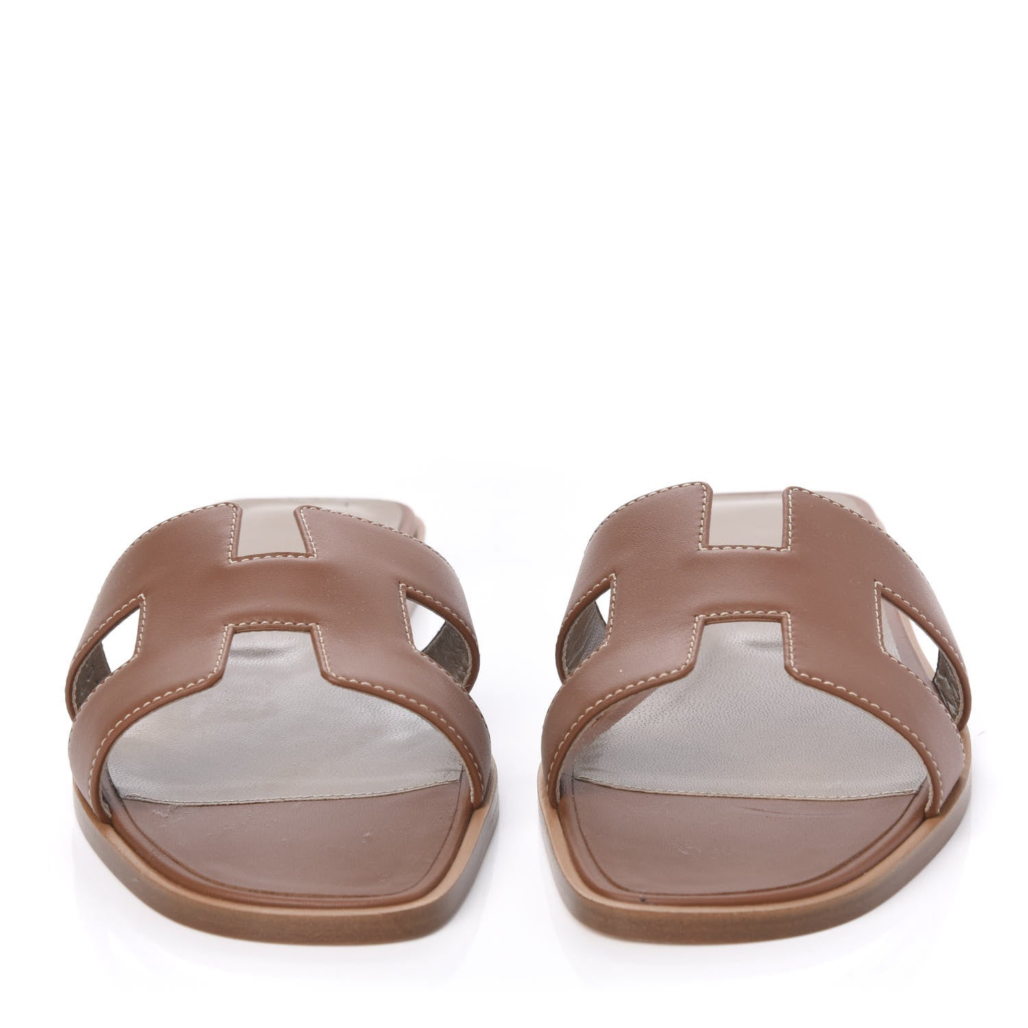 Hermes Box Calfskin Oran Sandals 36.5 Gold 2 of 9