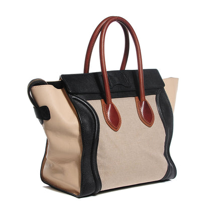 Celine Calfskin Linen Mini Tri-Color Luggage Beige 3 of 17