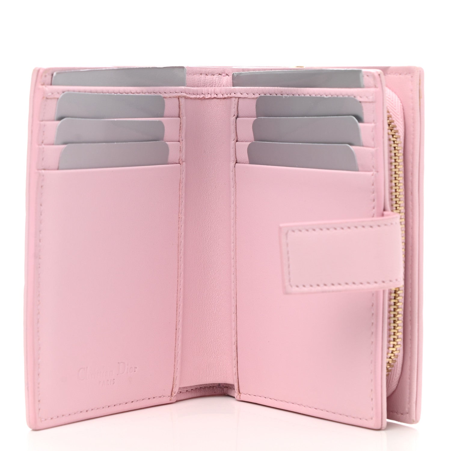 Christian Dior Lambskin Cannage Lucky Badge Eden Wallet Pink 5 of 7