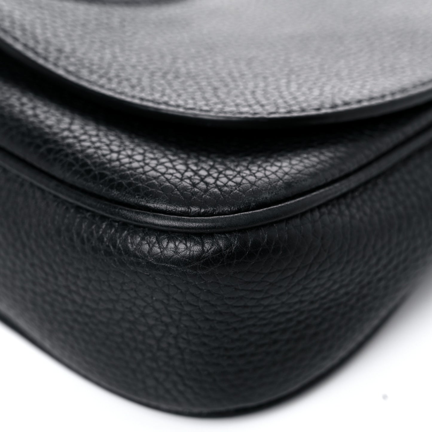 Pebbled Calfskin Medium Soho Flap Crossbody Black