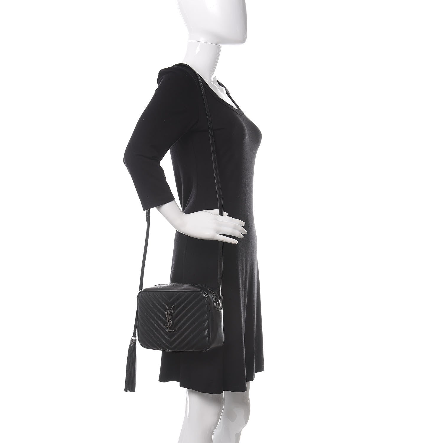 Saint Laurent Calfskin Matelasse Monogram Lou Camera Bag Black 2 of 9