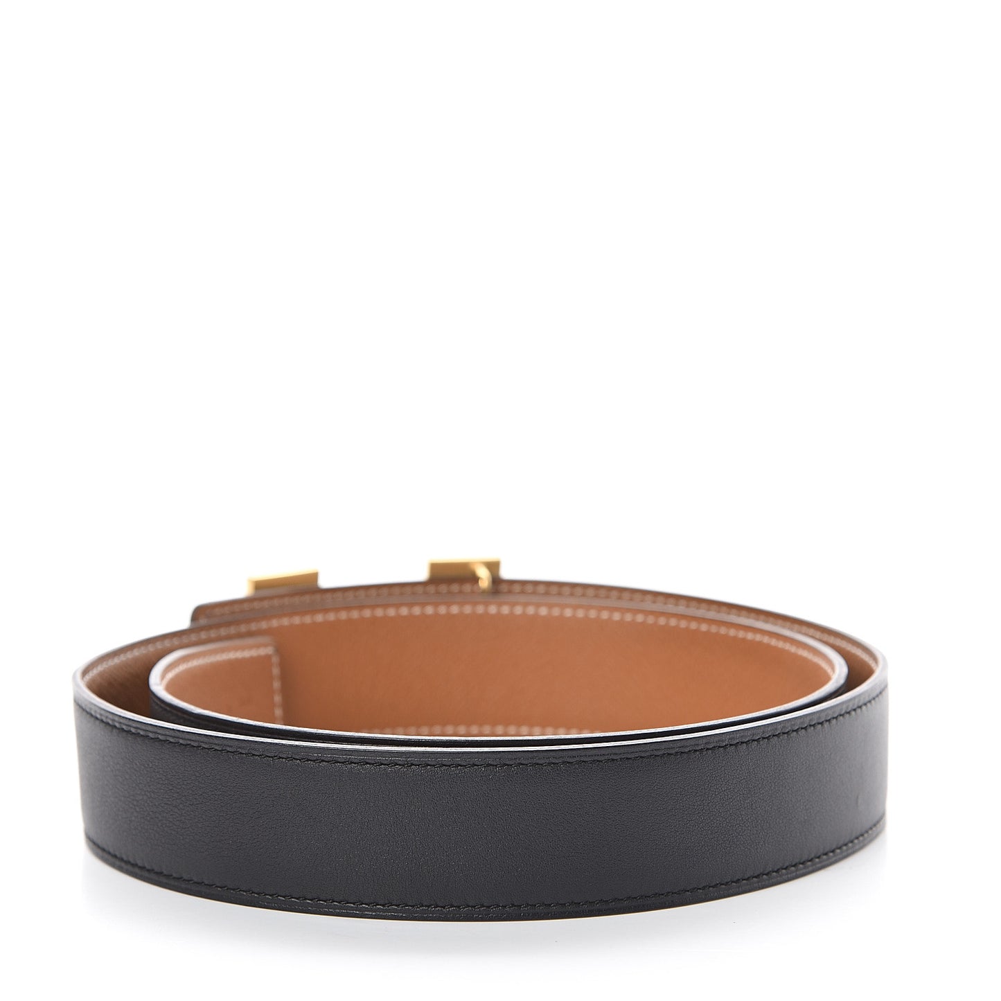 Epsom Swift Strie 32mm H Belt 80 Black Gold