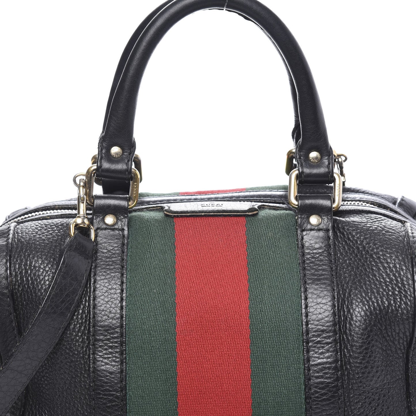 Calfskin Vintage Web Small Boston Black
