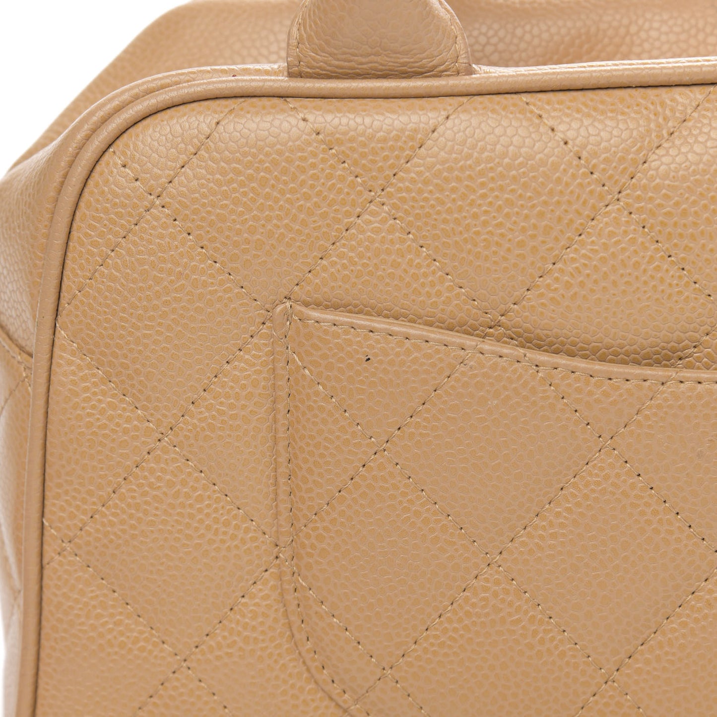 Caviar Quilted Small Bowler Beige