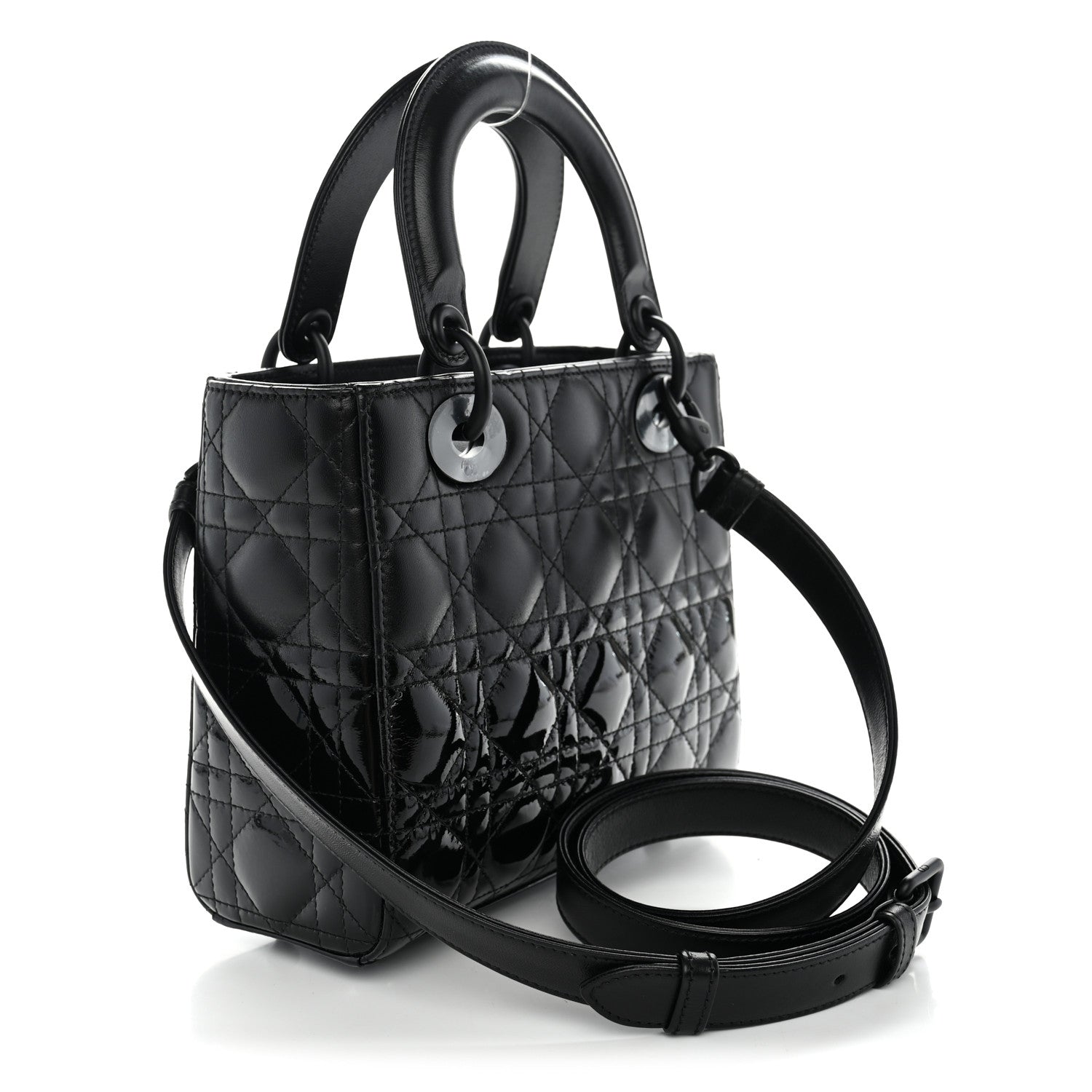 Christian Dior Matte Patent Cannage Small Lady Dior Black 2 of 9