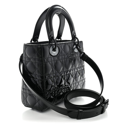 Christian Dior Matte Patent Cannage Small Lady Dior Black 2 of 9