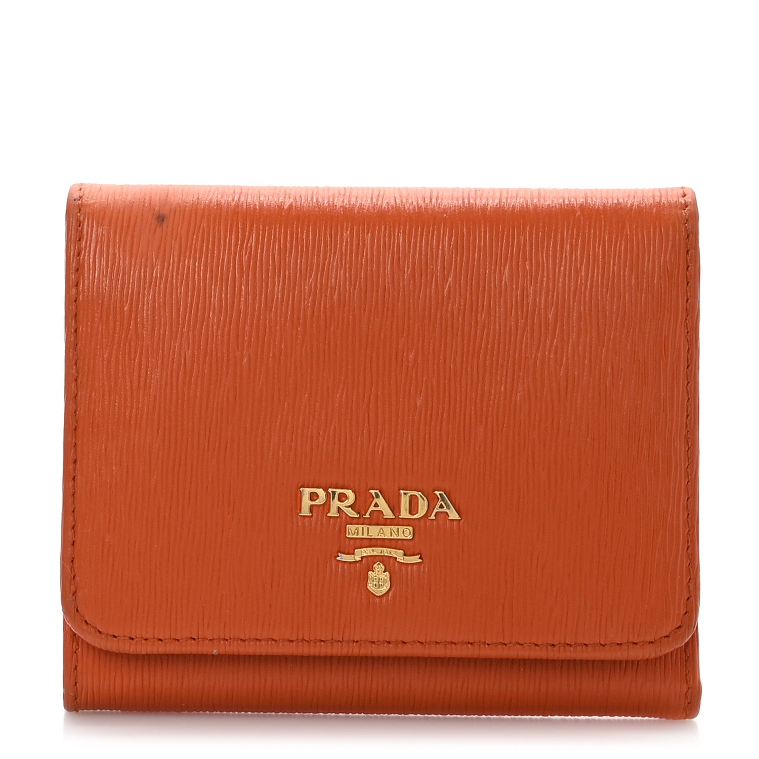 Prada Vitello Move Tri-Fold Compact Wallet Papaya 1 of 9