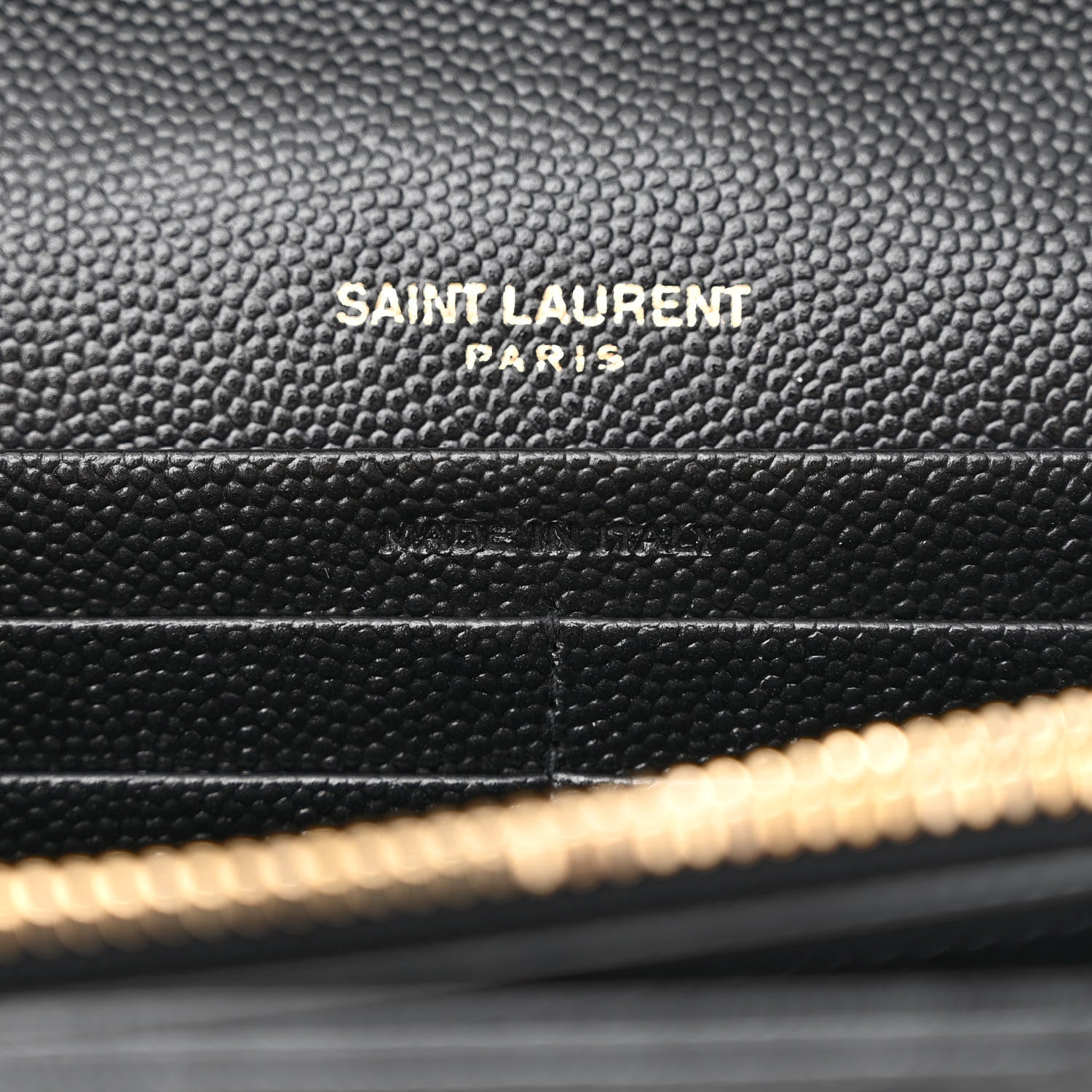 Saint Laurent Grain De Poudre Matelasse Chevron Monogram Chain Wallet Black 6 of 10
