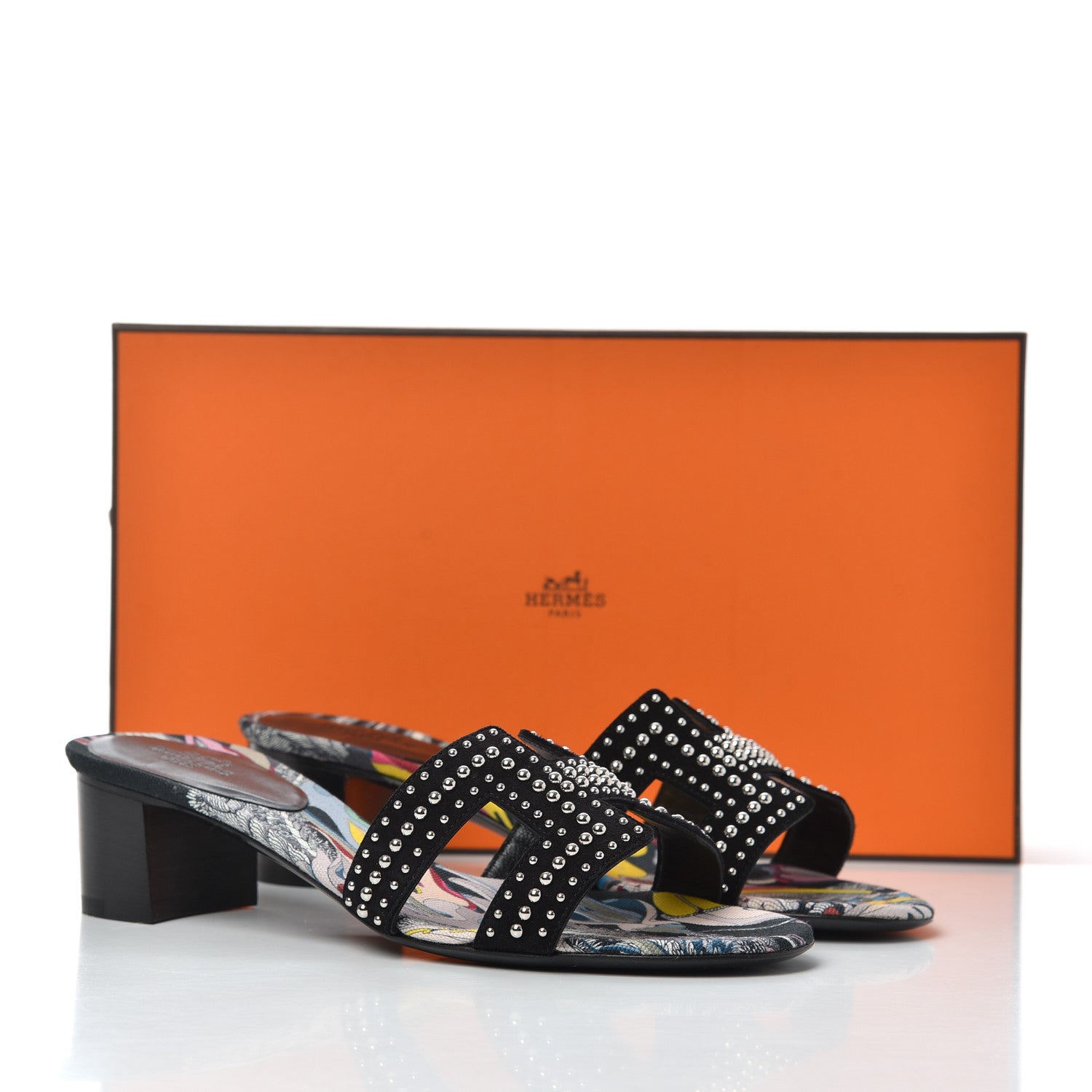Hermes Suede Goatskin Studded Oasis Sandals 35.5 Black 12 of 12