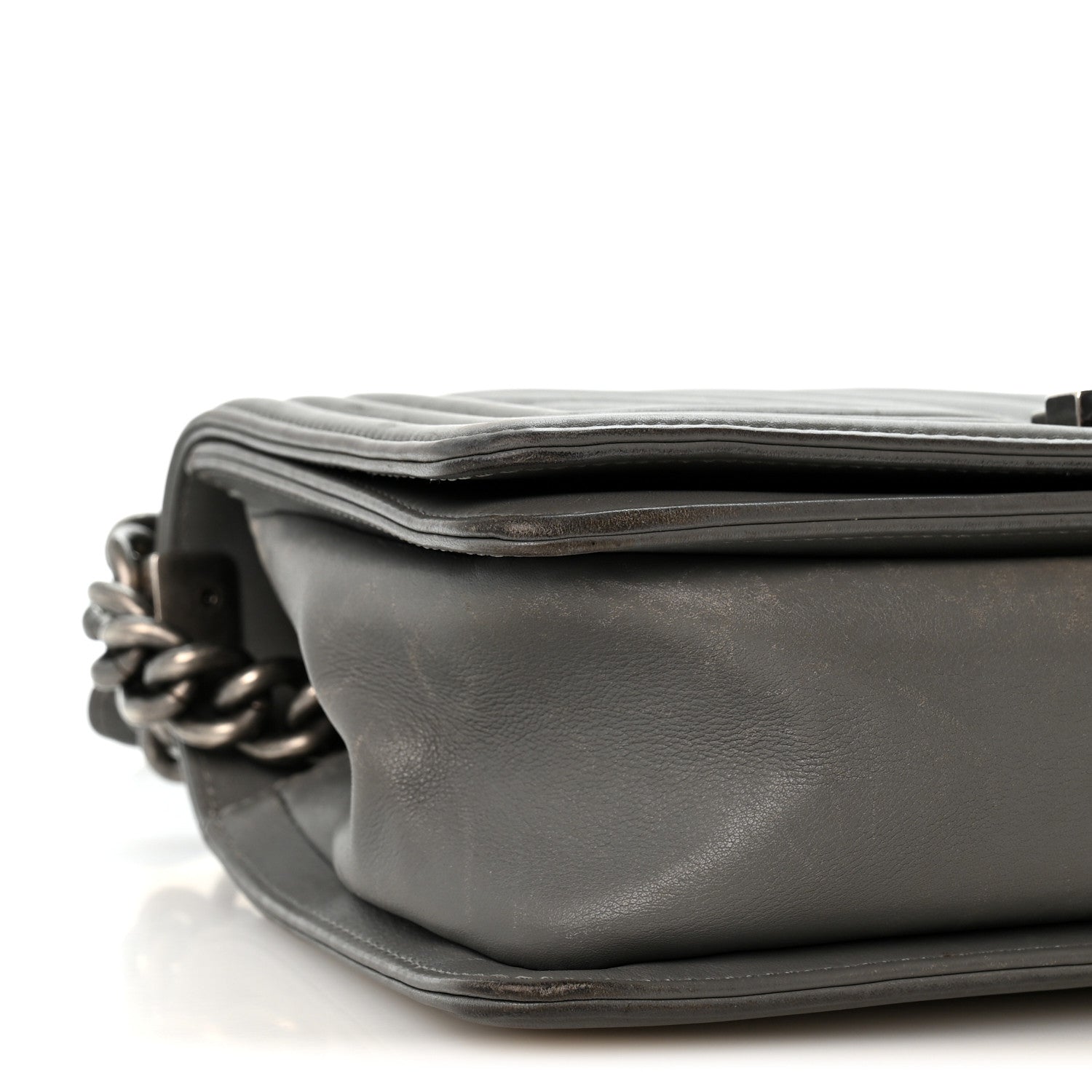 Chanel Lambskin Chevron Quilted Medium Boy Flap Grey 9 of 12