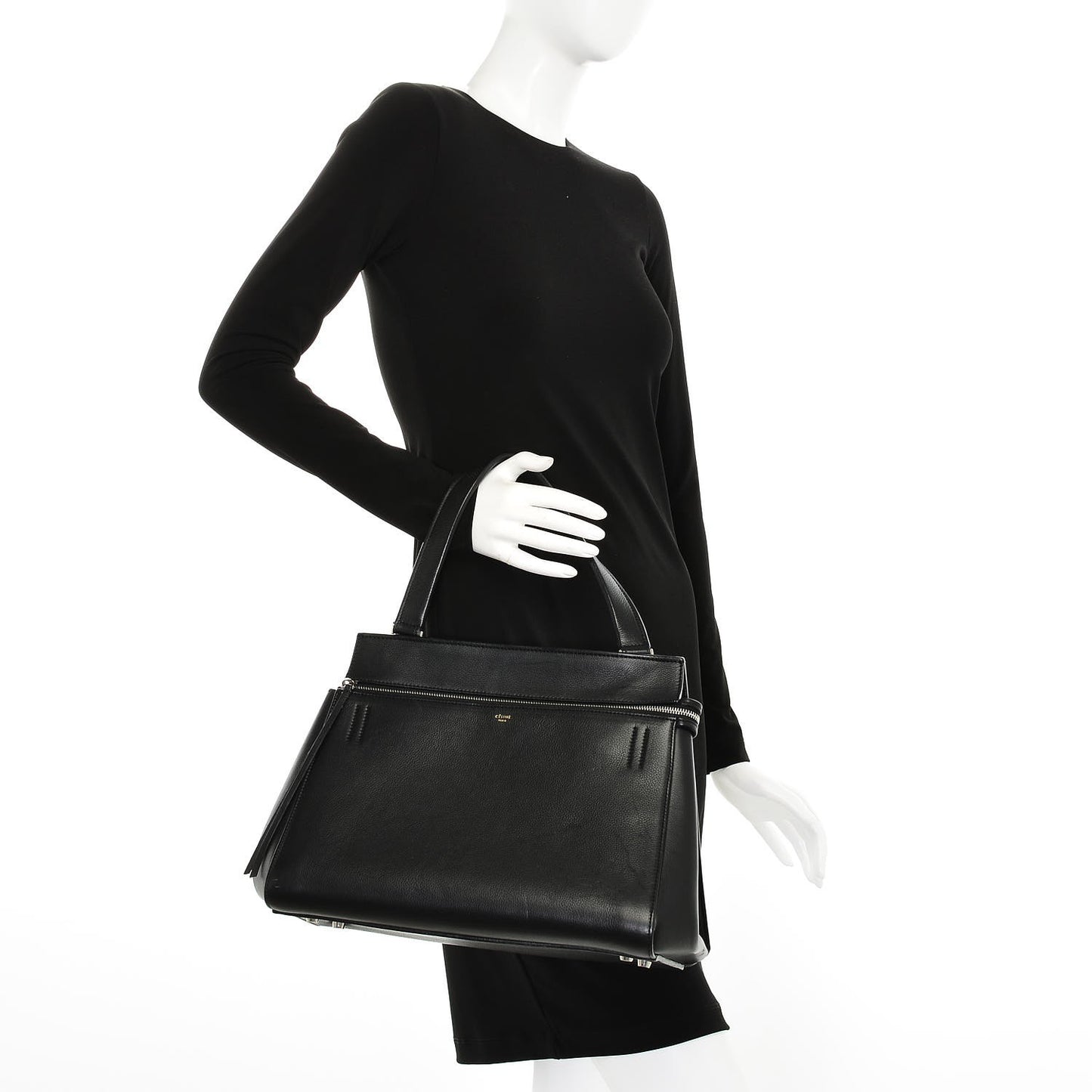 Supple Calfskin Medium Edge Shoulder Bag Black
