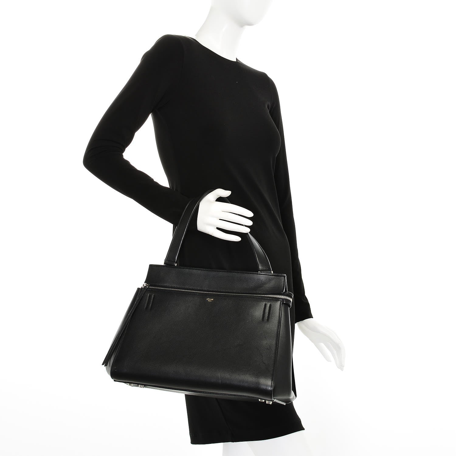 Celine Supple Calfskin Medium Edge Shoulder Bag Black 2 of 9
