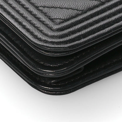 Chanel LAmbskin Chevron Boy Wallet On Chain WOC Black 11 of 12