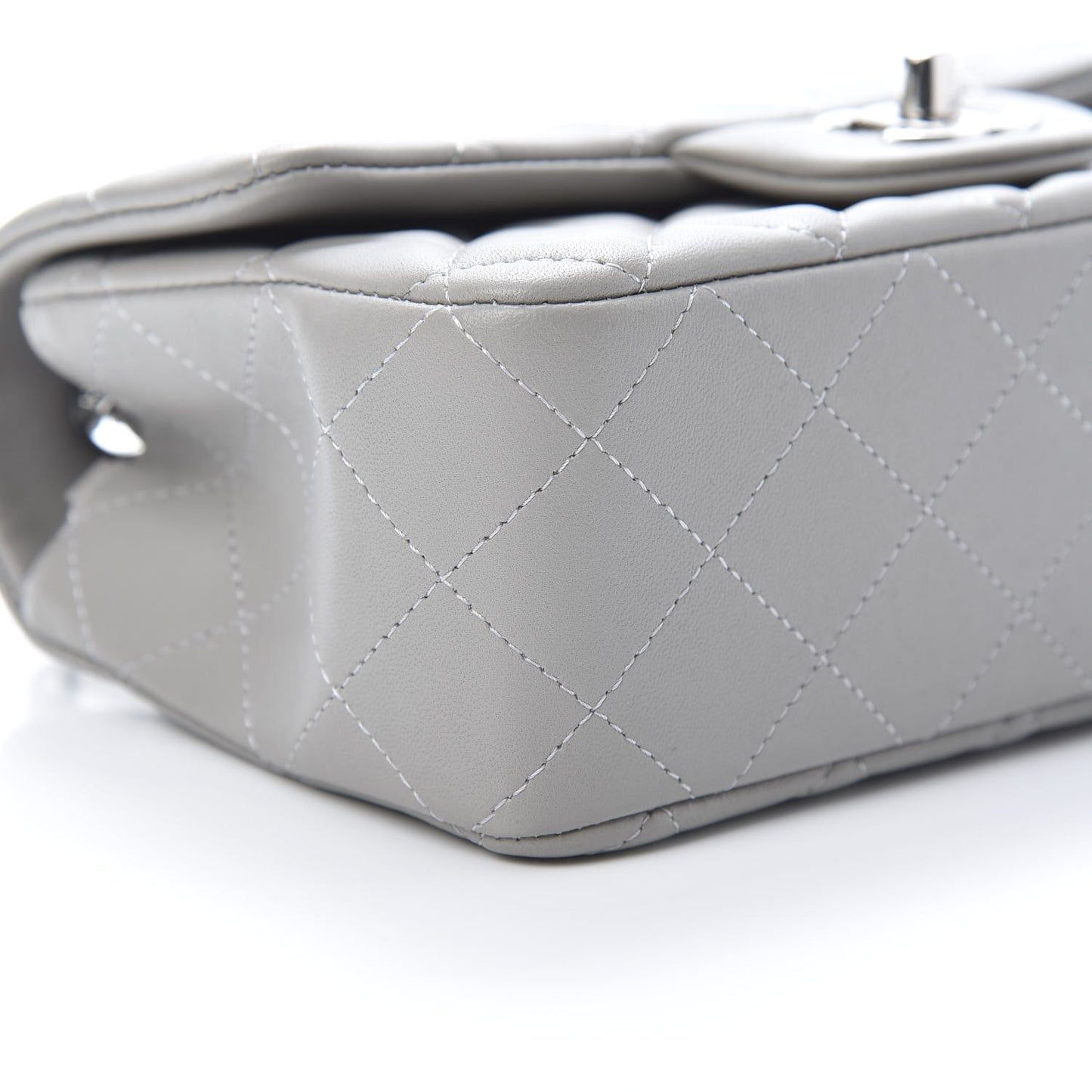 Lambskin Quilted Mini Rectangular Flap Grey