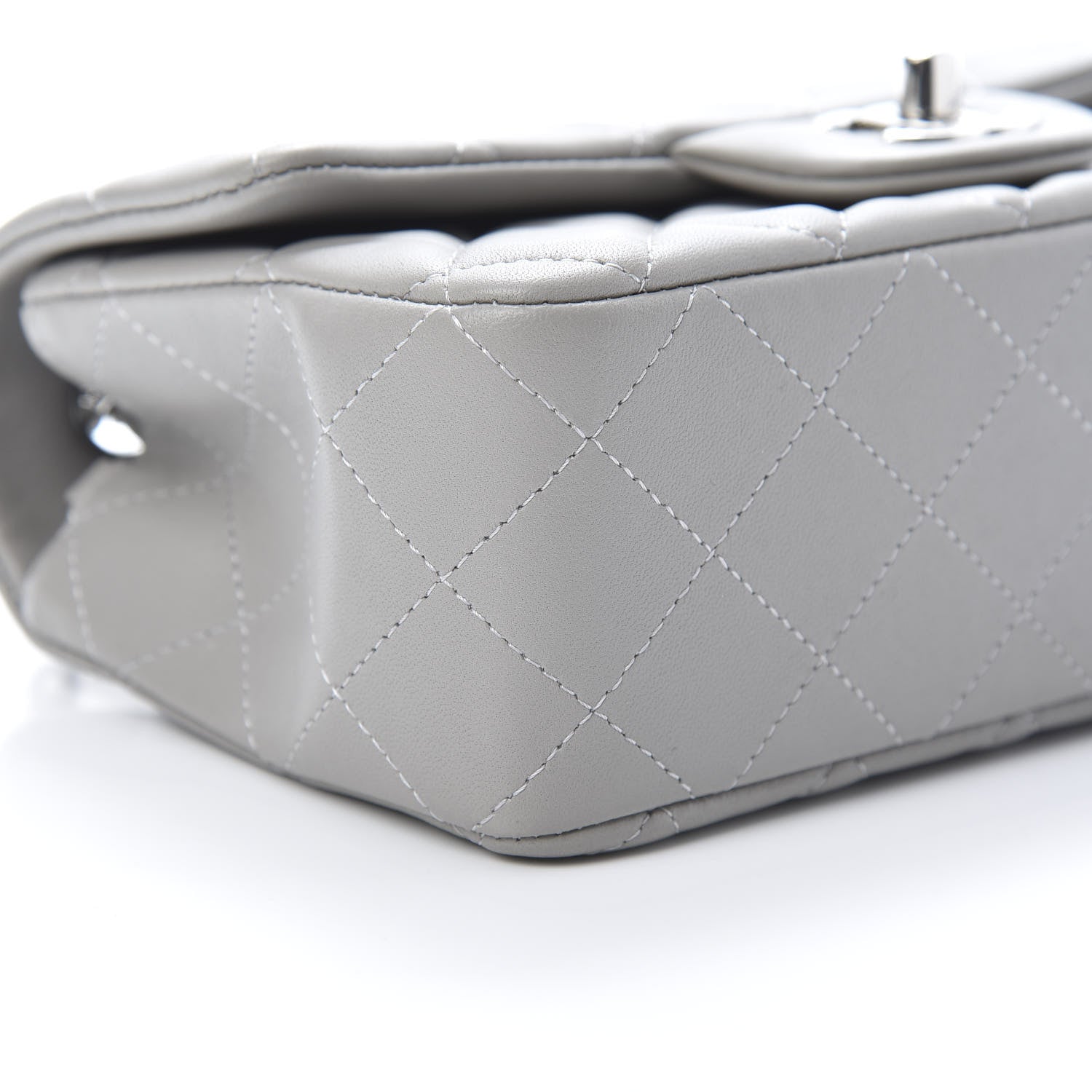 Chanel Lambskin Quilted Mini Rectangular Flap Grey 9 of 12