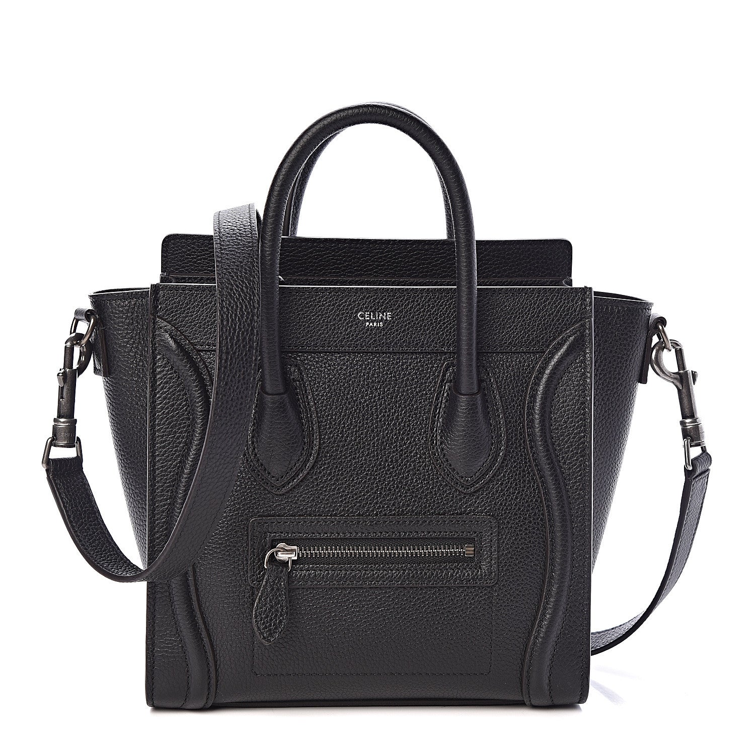 Celine Drummed Calfskin Nano Luggage Black 1 of 9