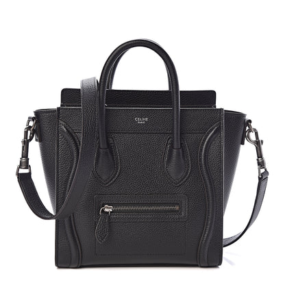 Celine Drummed Calfskin Nano Luggage Black 1 of 9