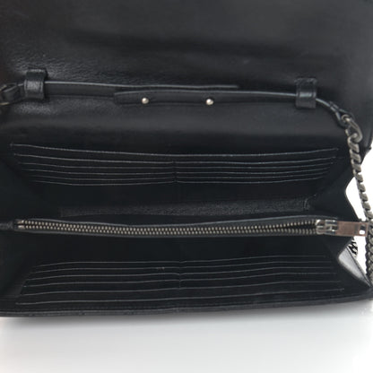 Saint Laurent Sheepskin Tri-Quilt Monogram Envelope Chain Wallet Black 5 of 11