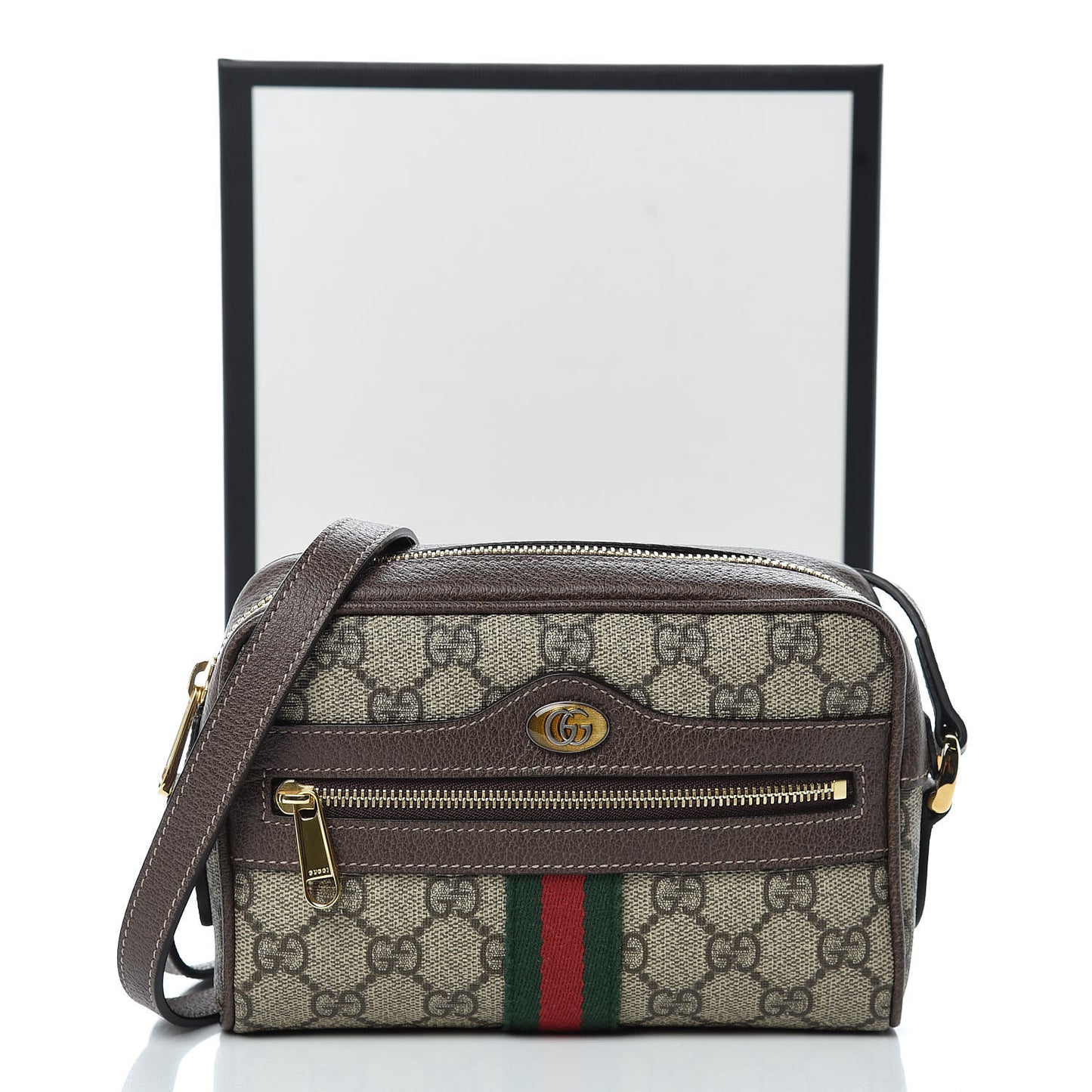 GG Supreme Monogram Web Mini Ophidia Shoulder Bag Brown