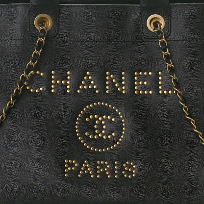 Chanel Caviar Medium Studded Deauville Tote Black 8 of 12