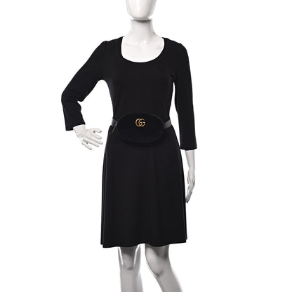 Gucci Velvet Matelasse GG Marmont Belt Bag 75 30 Black 2 of 8