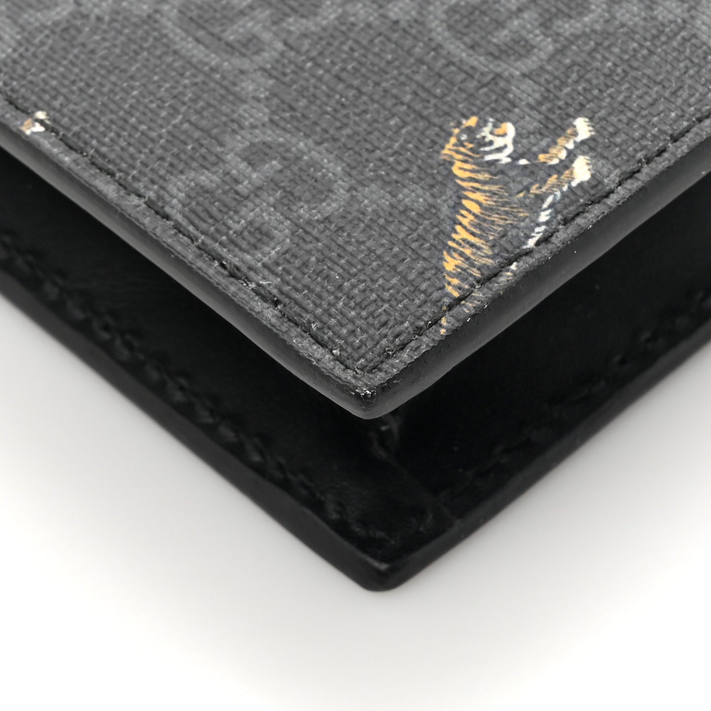 GG Supreme Monogram Tigers Zip Wristlet Pouch Black