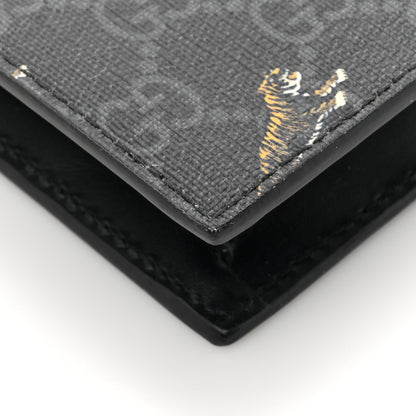 Gucci GG Supreme Monogram Tigers Zip Wristlet Pouch Black 10 of 12