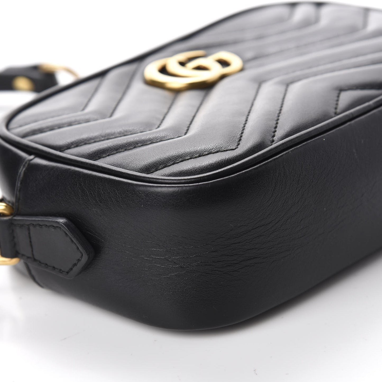 Calfskin Matelasse Mini GG Marmont Chain Shoulder Bag Black