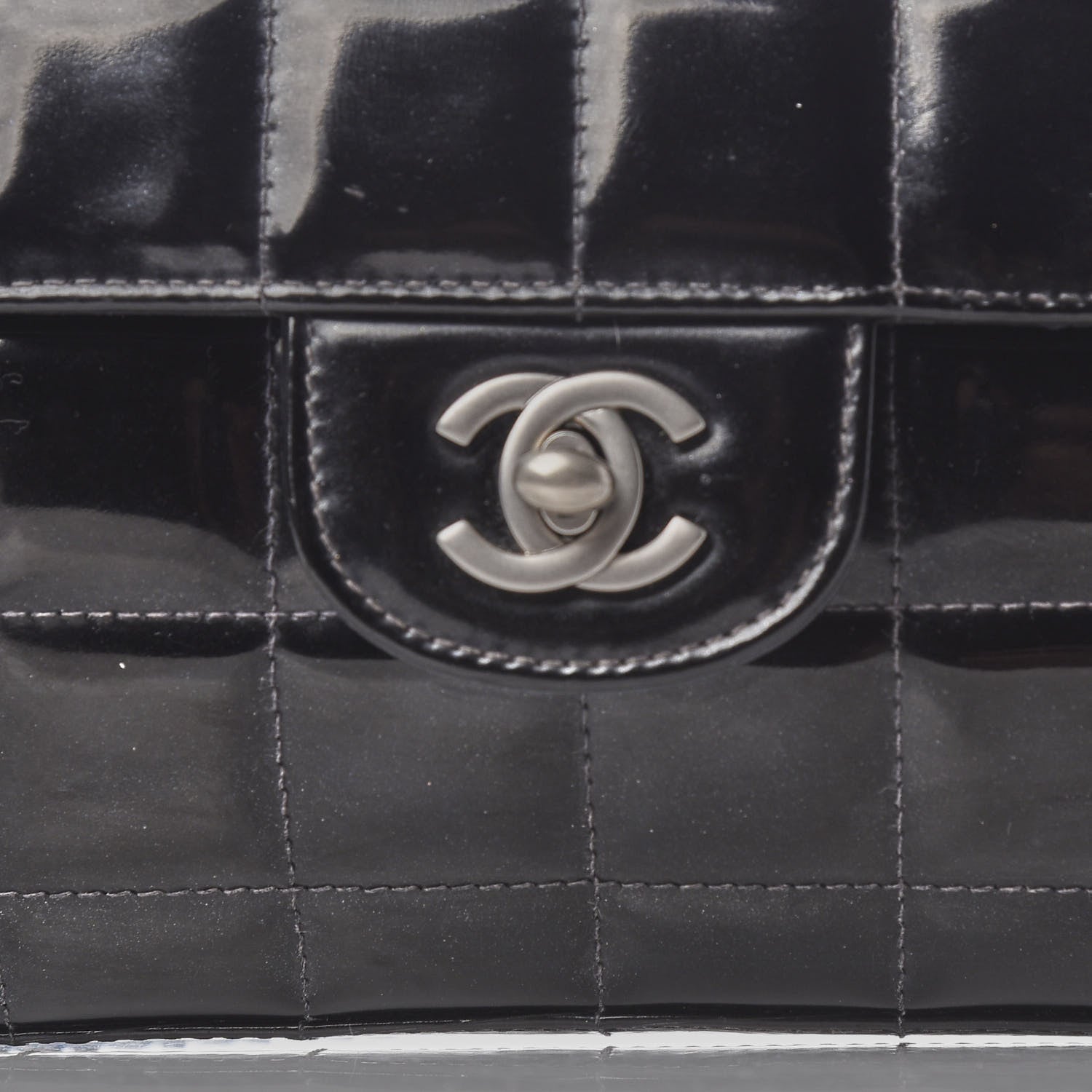 Chanel Patent Quilted East West Chocolate Bar Flap Black 6 of 8