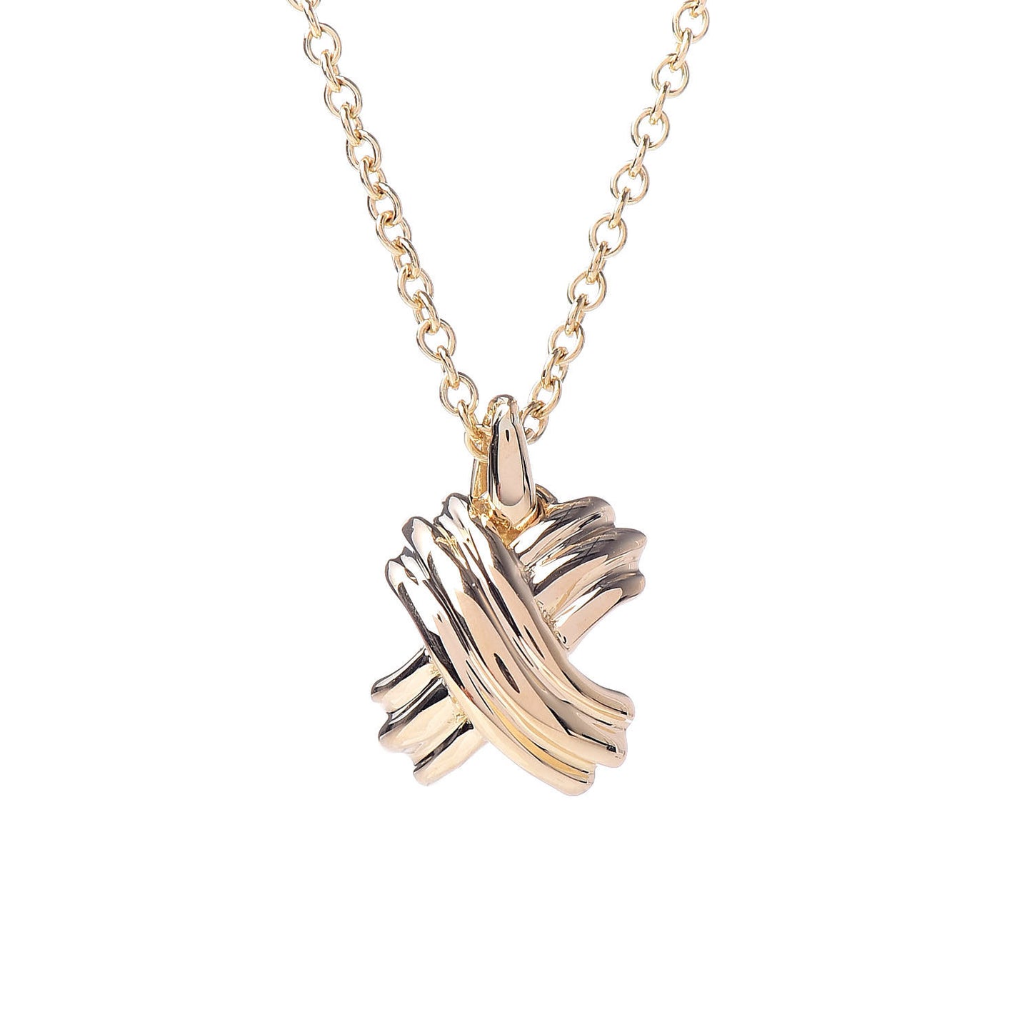 18K Yellow Gold Mini Signature X Pendant Necklace