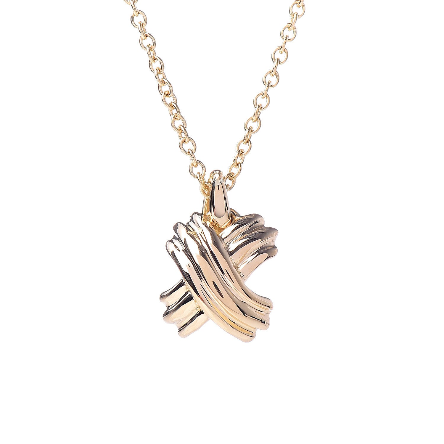 Tiffany 18K Yellow Gold Mini Signature X Pendant Necklace 4 of 7