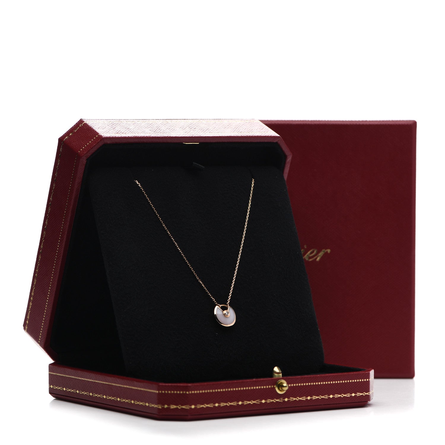 Cartier 18K Pink Gold Diamond Pink Opal XS Amulette de Cartier Pendant Necklace 6 of 6