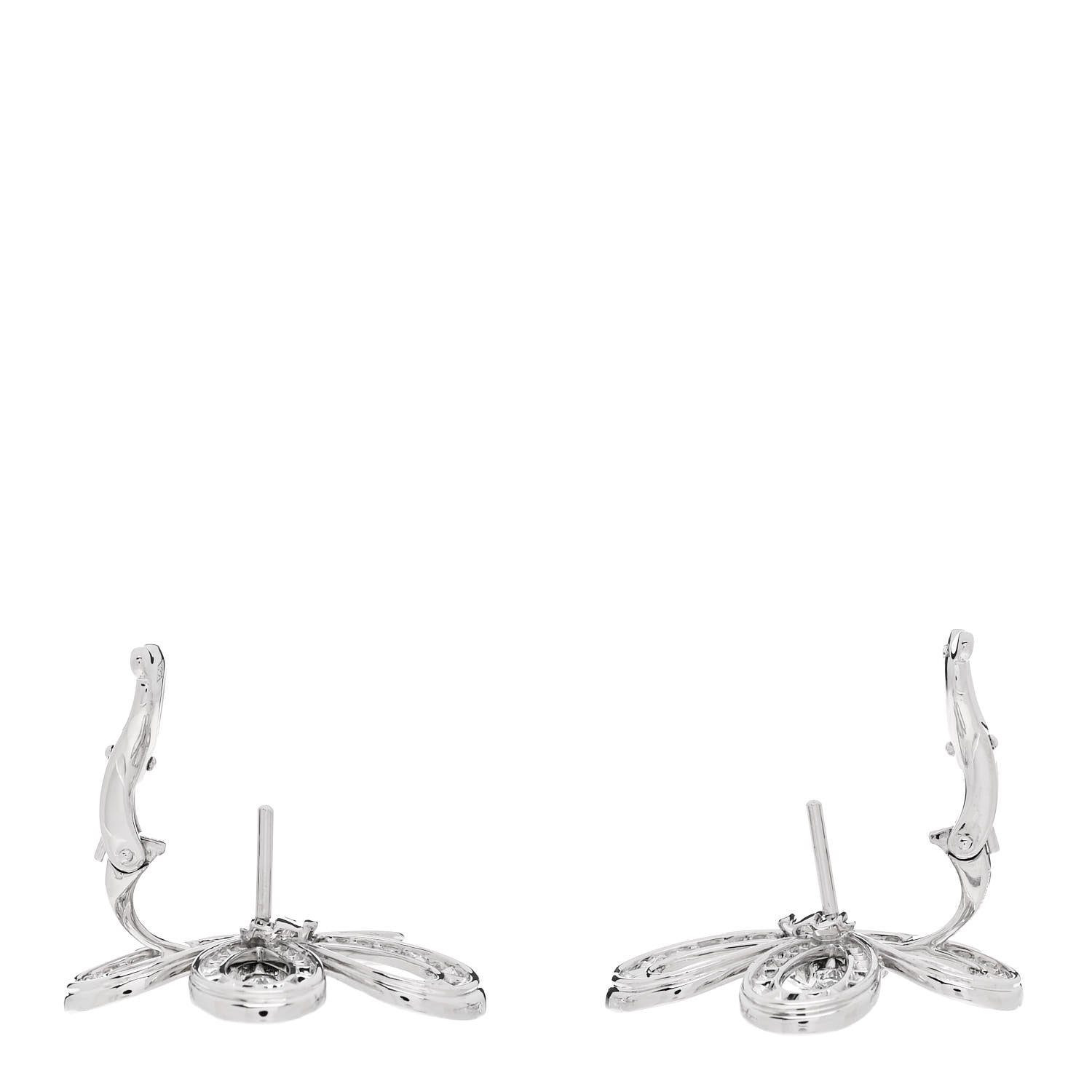 Van Cleef & Arpels 18K White Gold Diamond Flowerlace Earrings 3 of 4