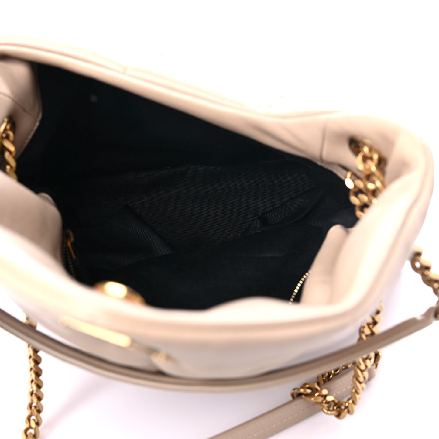 Lambskin Quilted Medium Loulou Puffer Monogram Chain Satchel Dark Beige