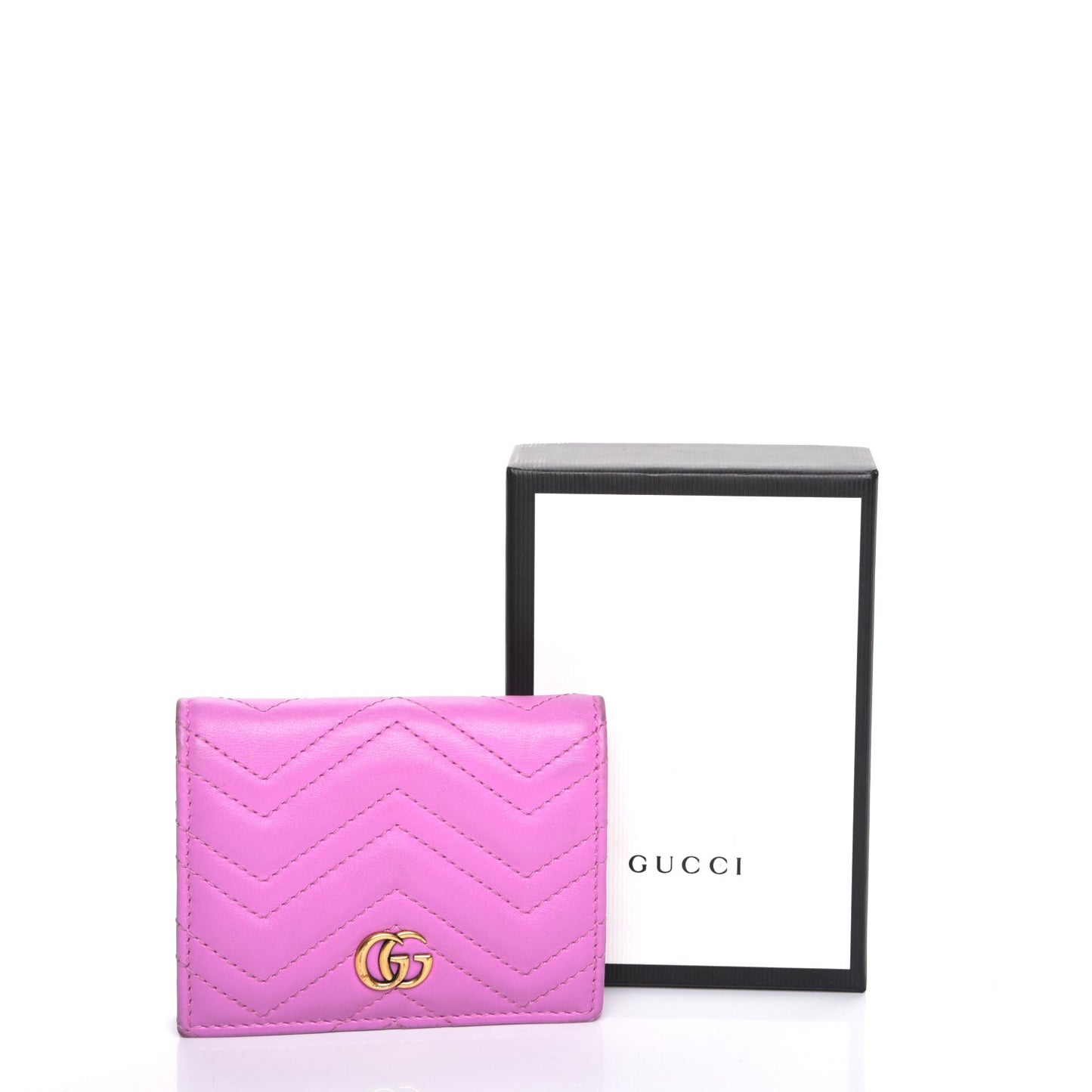Calfskin Matelasse GG Marmont Card Case Candy Mousse