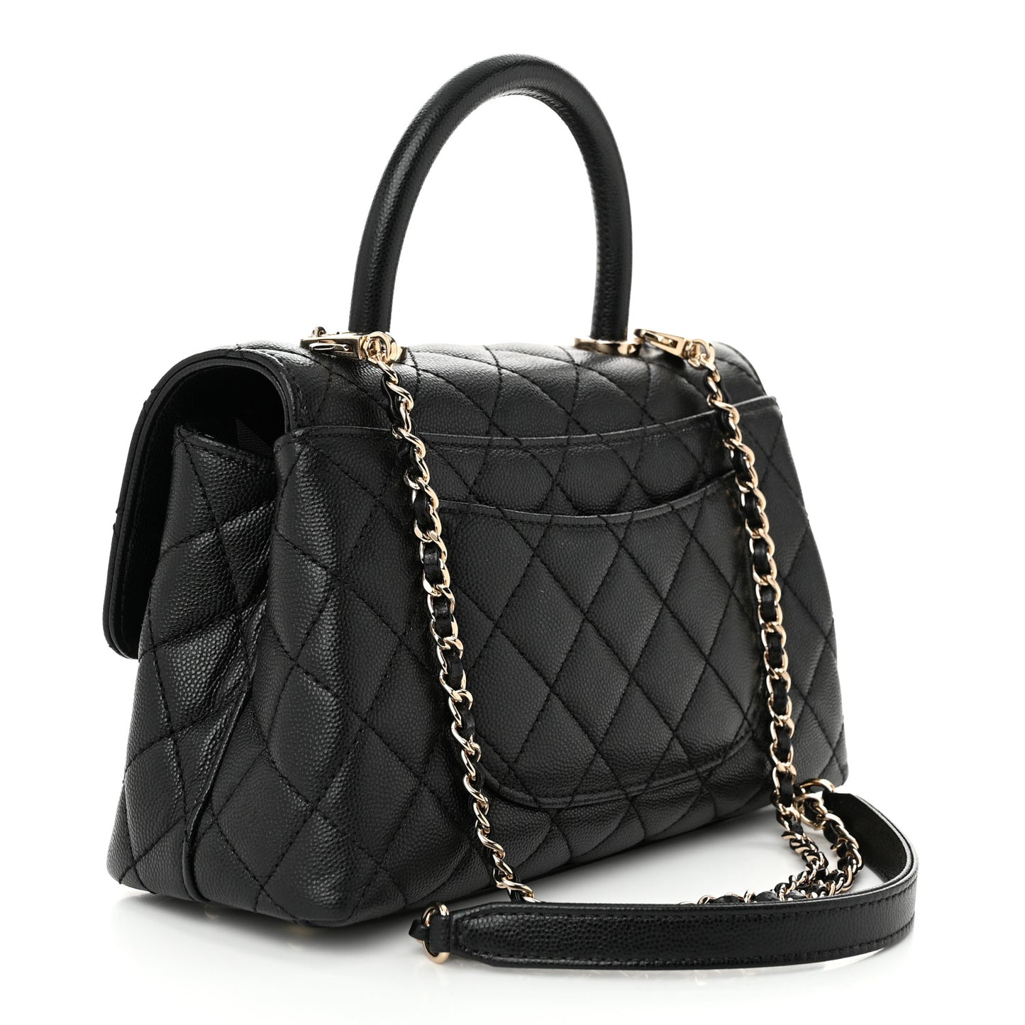 Caviar Quilted Mini Coco Handle Flap Black