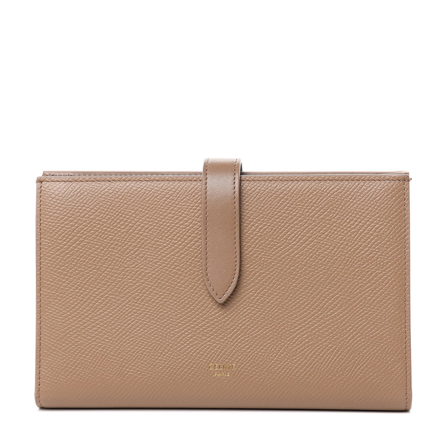 Grained Calfskin Large Multifunction Strap Wallet Light Camel
