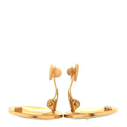 Chanel CC Clip On Earrings Black Gold 3 of 4